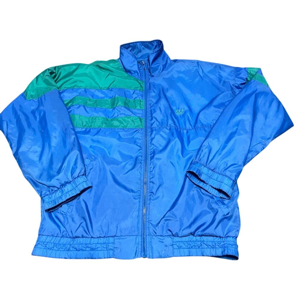 Vintage USA Olympic Windbreaker Size M Zippered Jacket 90s 1990s JC Penny Nylon